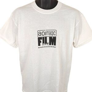 Vintage Art Of Illusion T Shirt Mens Size Medium White Y2K AOI Film Fest
